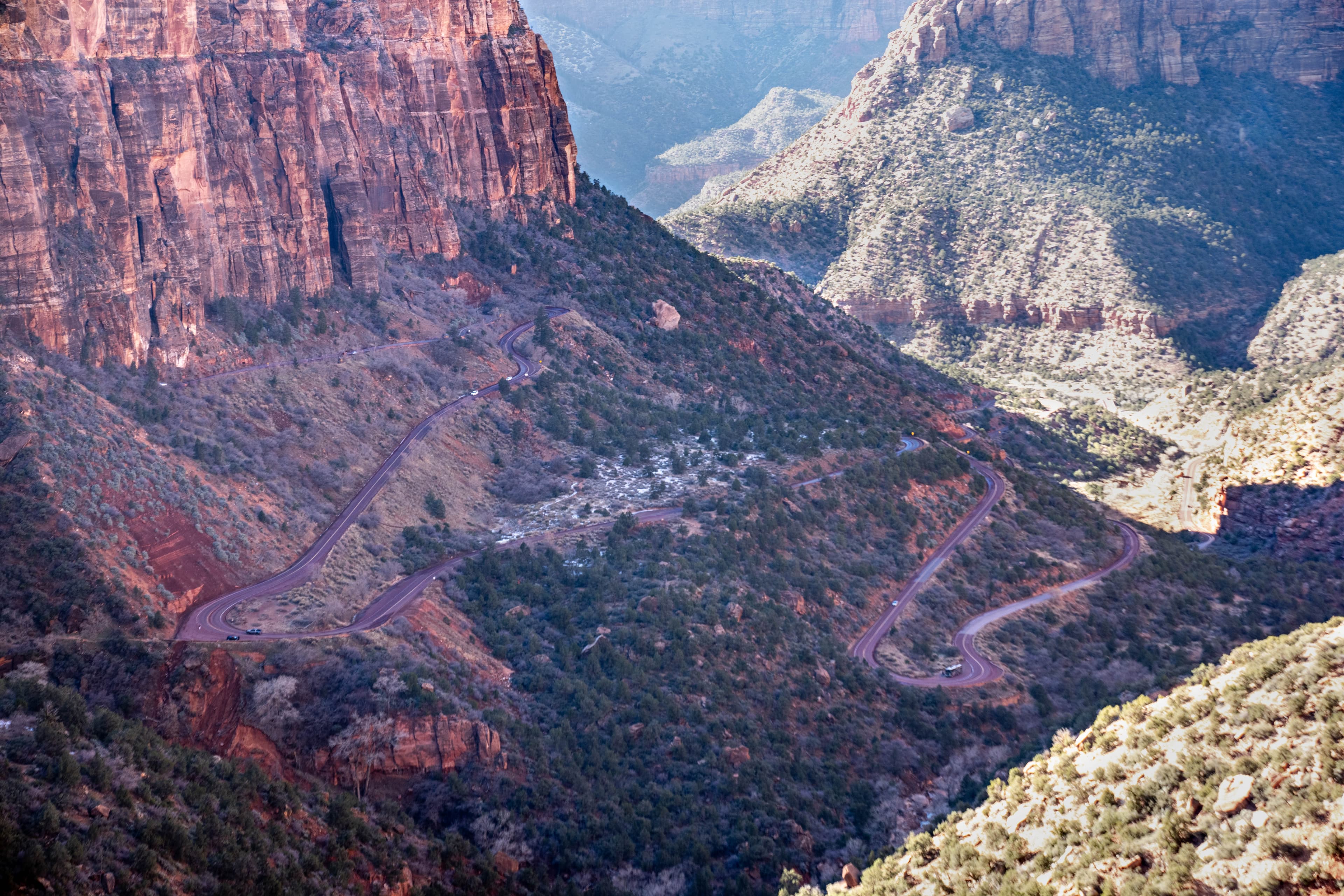 Zion-Mount Carmel Highway viewed from Canyon Overlook